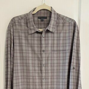 John Varvatos Grey Plaid Dress Shirt Size XL